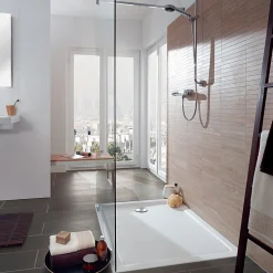 Villeroy & Boch Receveur de douche antidérapant 140 x 80 VILLEROY ET BOCH Lifetime Plus Cerasoft céramique blanc + Bonde chromé brossé