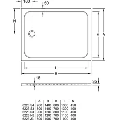 Villeroy & Boch Receveur de douche antidérapant 140 x 80 VILLEROY ET BOCH Lifetime Plus Cerasoft céramique blanc + Bonde chromé brossé