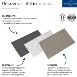 Receveur De Douche|Villeroy & Boch Receveur de douche antidérapant 140 x 90 VILLEROY ET BOCH Lifetime Plus céramique blanc + Bonde blanc