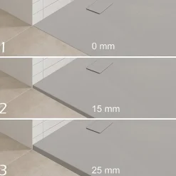 Saniverre Receveur de douche BAYA extra-plat aspect pierre gris 100 x 100 cm + bonde centrale
