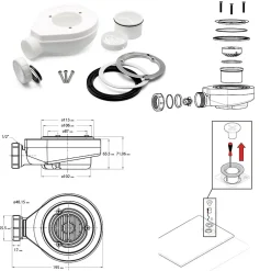 Saniverre Receveur de douche BAYA extra-plat aspect pierre noir 100 x 140 cm + bonde