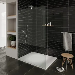 Saniverre Receveur de douche BAYA extra-plat aspect pierre blanc 80 x 160 cm + bonde