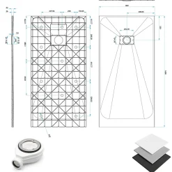 Saniverre Receveur de douche BAYA extra-plat aspect pierre blanc 80 x 160 cm + bonde