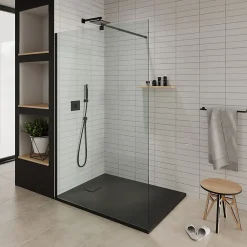 Saniverre Receveur de douche BAYA extra-plat aspect pierre noir 90 x 160 cm + bonde