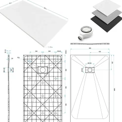 Saniverre Receveur de douche BAYA extra-plat aspect pierre noir 90 x 160 cm + bonde