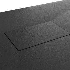 Receveur De Douche|Saniverre Receveur de douche BAYA extra-plat aspect pierre noir 90 x 90 cm + bonde