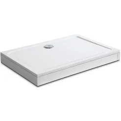 AICA Sanitaire Receveur de Douche blanc extra plat carré en résine - 100x80 cm - avec 9 kit de plinthe et pieds