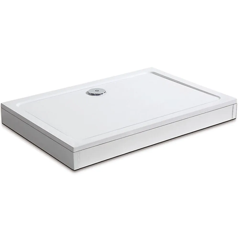 AICA Sanitaire Receveur de Douche blanc extra plat carré en résine - 100x80 cm - avec 9 kit de plinthe et pieds