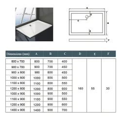 AICA Sanitaire Receveur de Douche blanc extra plat carré en résine - 100x80 cm - avec 9 kit de plinthe et pieds