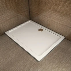 Receveur De Douche|AICA Sanitaire Receveur de douche blanc 100x80x3 cm - Extra plat - Carré - Résine antidérapante