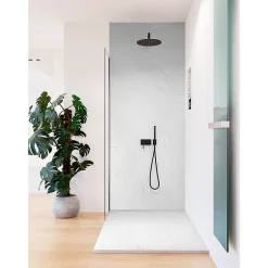 U-tile Receveur de douche blanc 120 x 80 cm en résine aspect ardoise - grille caniveau