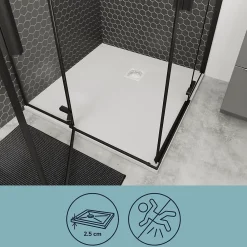 GoodHome Receveur de douche blanc en résine L.90 x l.90 cm, Douro