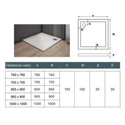 Receveur De Douche|AICA Sanitaire Receveur de douche blanc - 80x80x3cm - carré - Bac à douche extra plat - Antidérapant