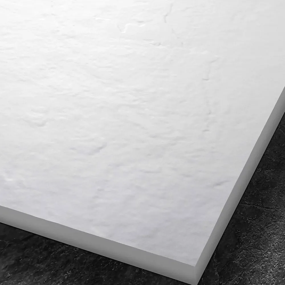 U-tile Receveur de douche blanc 200 x 100 cm haute densité aspect ardoise - grille caniveau