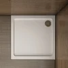 Receveur De Douche|AICA Sanitaire Receveur de douche blanc 80x80x3 cm - Extra plat - Carré - Résine antidérapante avec le bonde de douche et siphon 90cm