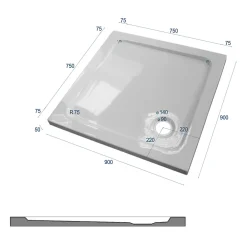 Receveur De Douche|Bernstein Receveur de douche carré - 90x90cm et système d'évacuation