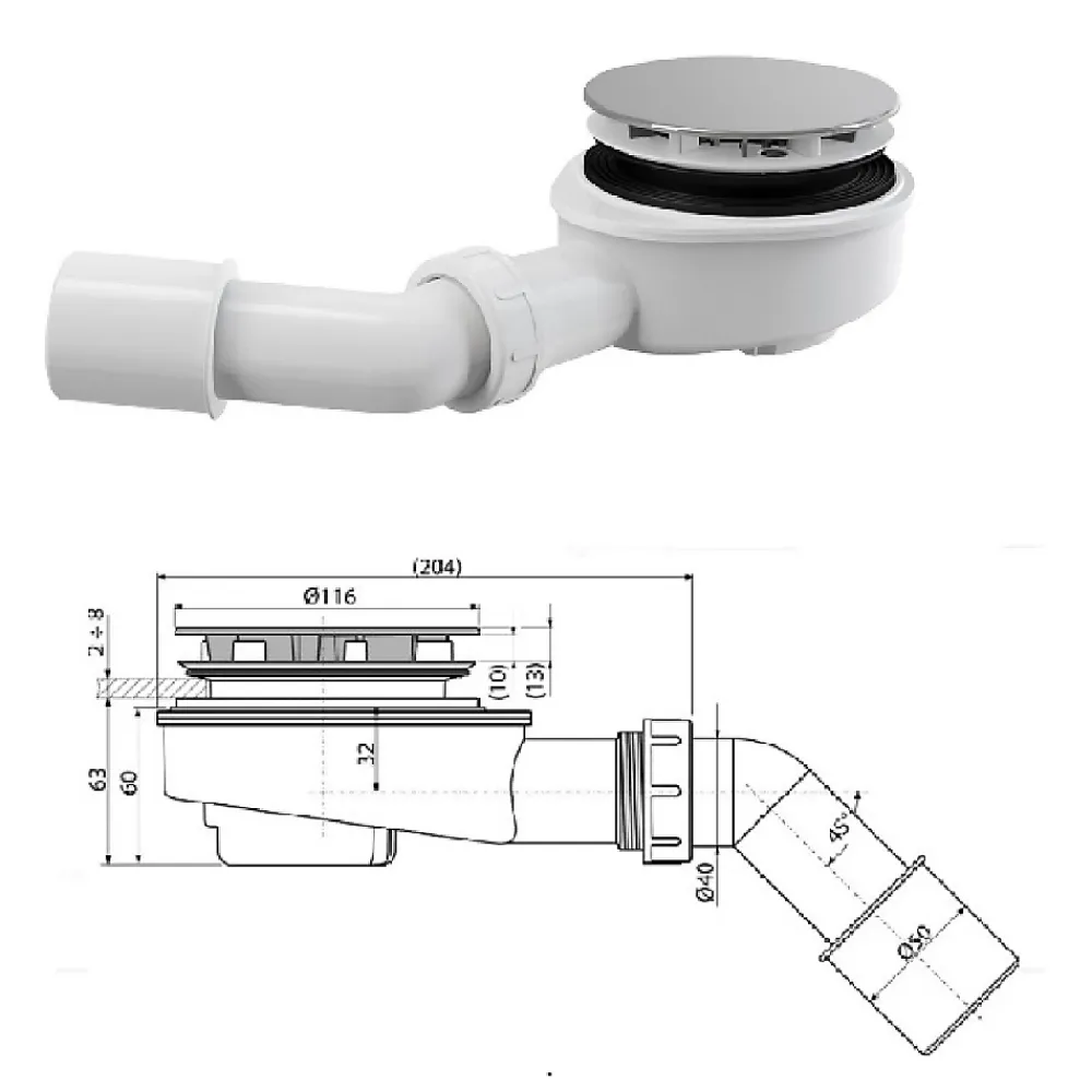 Receveur De Douche|Otitec Receveur de douche en acrylique blanc - rectangulaire - ZAHER - 100 x 90