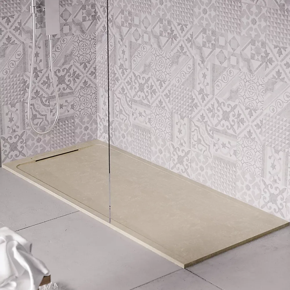Receveur De Douche|Cosyneo Receveur de douche en pierre naturelle extra plat à poser 90x200cm - beige marbre - ORIGINE
