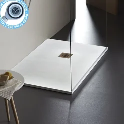 Receveur De Douche|Planète Bain Receveur de douche extra plat à poser 80x120 Design reflet ardoisé Blanc