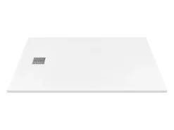 Vente-unique Receveur de douche extra plat à poser ou à encastrer recoupable en résine SMC - Blanc - 160 x 90 cm - MIRNOSA