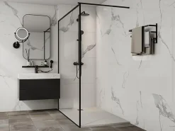 Vente-unique Receveur de douche extra plat à poser ou à encastrer recoupable en résine SMC - Blanc - 160 x 90 cm - MIRNOSA