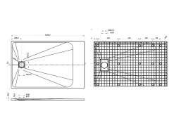 Receveur De Douche|Vente-unique Receveur de douche extra plat à poser ou à encastrer recoupable en résine SMC - Gris - 140 x 90 cm - MIRNOSA