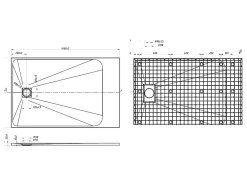 Receveur De Douche|Vente-unique Receveur de douche extra plat à poser ou à encastrer recoupable en résine SMC - Gris - 140 x 90 cm - MIRNOSA