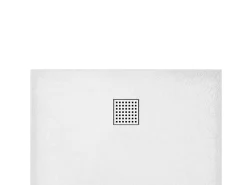 Vente-unique Receveur de douche extra plat à poser ou à encastrer recoupable en résine SMC avec siphon - Blanc - 160 x 90 cm - MIRNOSA