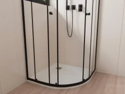 Receveur De Douche|Vente-unique Receveur de douche extra plat à poser ou à encastrer recoupable en résine SMC en quart de cercle - Blanc - 90 x 90 cm - SYFORSA