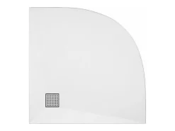 Vente-unique Receveur de douche extra plat à poser ou à encastrer recoupable en résine SMC en quart de cercle avec siphon - Blanc - 90 x 90 cm
