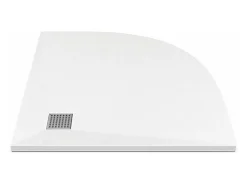 Vente-unique Receveur de douche extra plat à poser ou à encastrer recoupable en résine SMC en quart de cercle avec siphon - Blanc - 90 x 90 cm