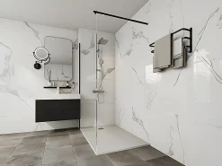 Receveur De Douche|Vente-unique Receveur de douche extra plat à poser ou à encastrer recoupable en résine SMC avec siphon - Blanc - 120 x 90 cm - MIRNOSA