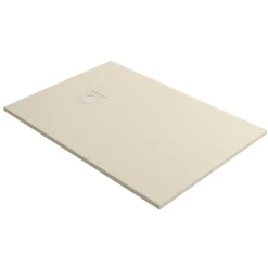 Receveur De Douche|Lavaberg Receveur de Douche Extraplat 160x80cm Beige - Résine Minérale - Antidérapant - Effet Ardoise - Bonde Incluse -