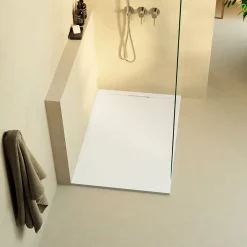 Lavaberg Receveur de Douche Extraplat 160x80cm Blanc - Résine Minérale - Antidérapant - Effet Ardoise - Bonde Incluse -