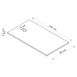Receveur De Douche|GoodHome Receveur de douche extra-plat l.90 x L.160 cm blanc anti dérapant, Leira