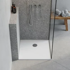 Receveur De Douche|GoodHome Receveur de douche extra-plat l.80 x L.80 cm blanc anti dérapant, Leira