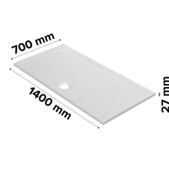 GoodHome Receveur de douche extra-plat l.70 x L.140 cm blanc anti dérapant, Limski