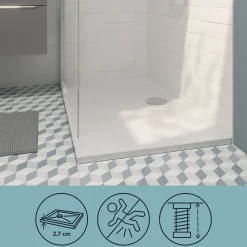 GoodHome Receveur de douche extra-plat l.70 x L.140 cm blanc anti dérapant, Limski