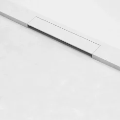 Receveur De Douche|Lavaberg Receveur de Douche Extraplat 120x80cm Beige - Résine Minérale - Antidérapant - Effet Ardoise - Bonde Incluse -