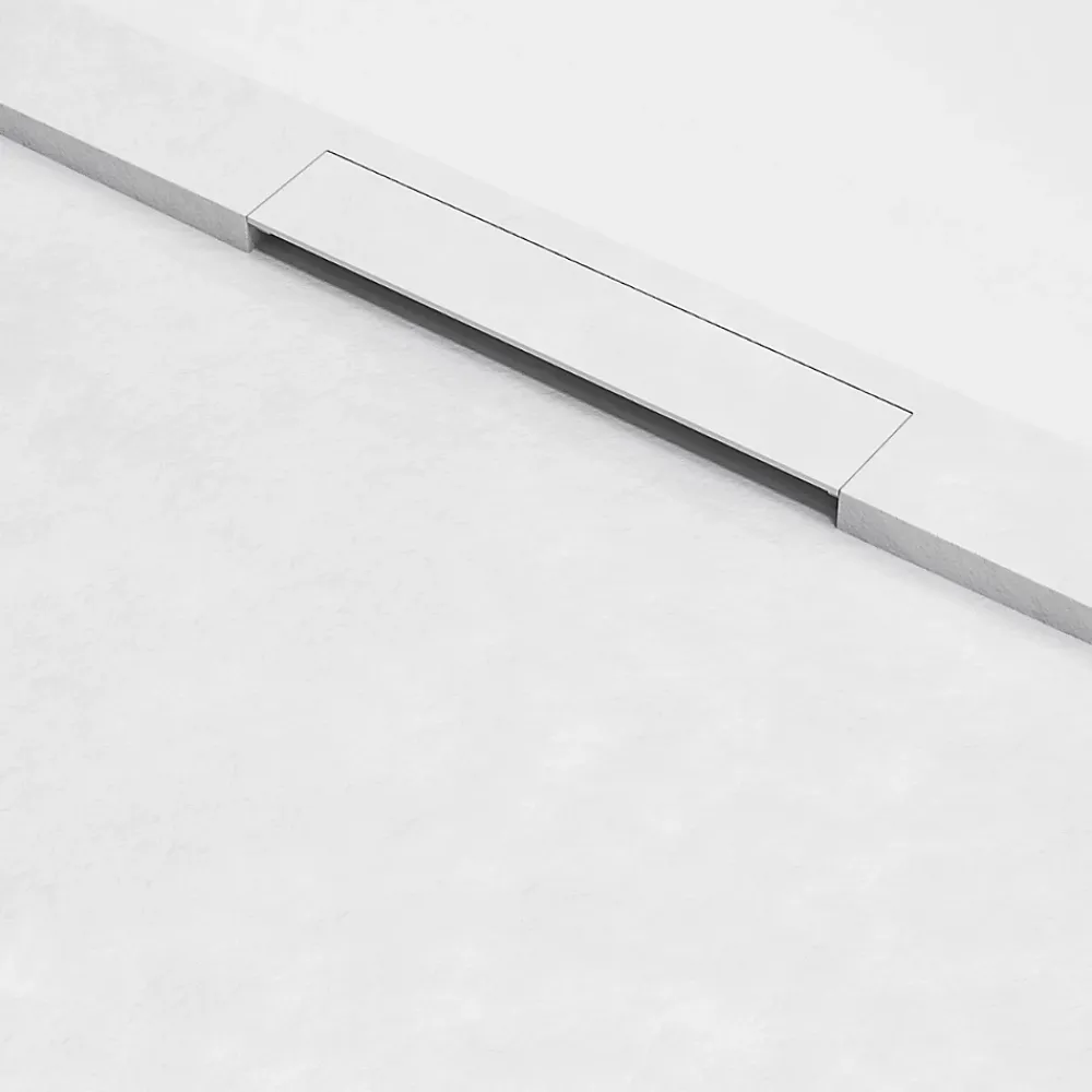 Receveur De Douche|Lavaberg Receveur de Douche Extraplat 120x80cm Beige - Résine Minérale - Antidérapant - Effet Ardoise - Bonde Incluse -