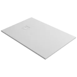Receveur De Douche|Lavaberg Receveur de Douche Extraplat 160x80cm Blanc - Résine Minérale - Antidérapant - Effet Ardoise - Bonde Incluse -