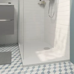 GoodHome Receveur de douche extra-plat l.70 x L.120 cm blanc anti dérapant, Limski