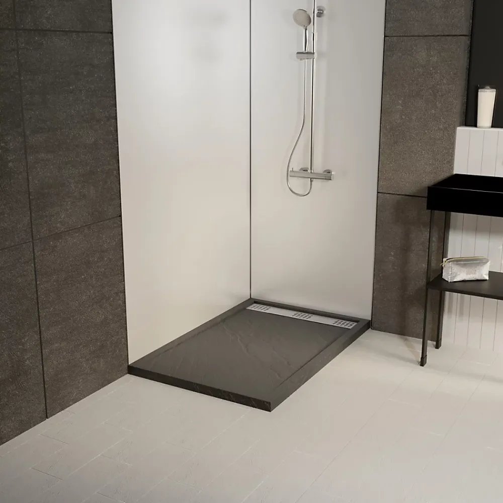 Receveur De Douche|Galedo Receveur de douche extra-plat 80 x 120 cm, acrylique, gris, Pedra