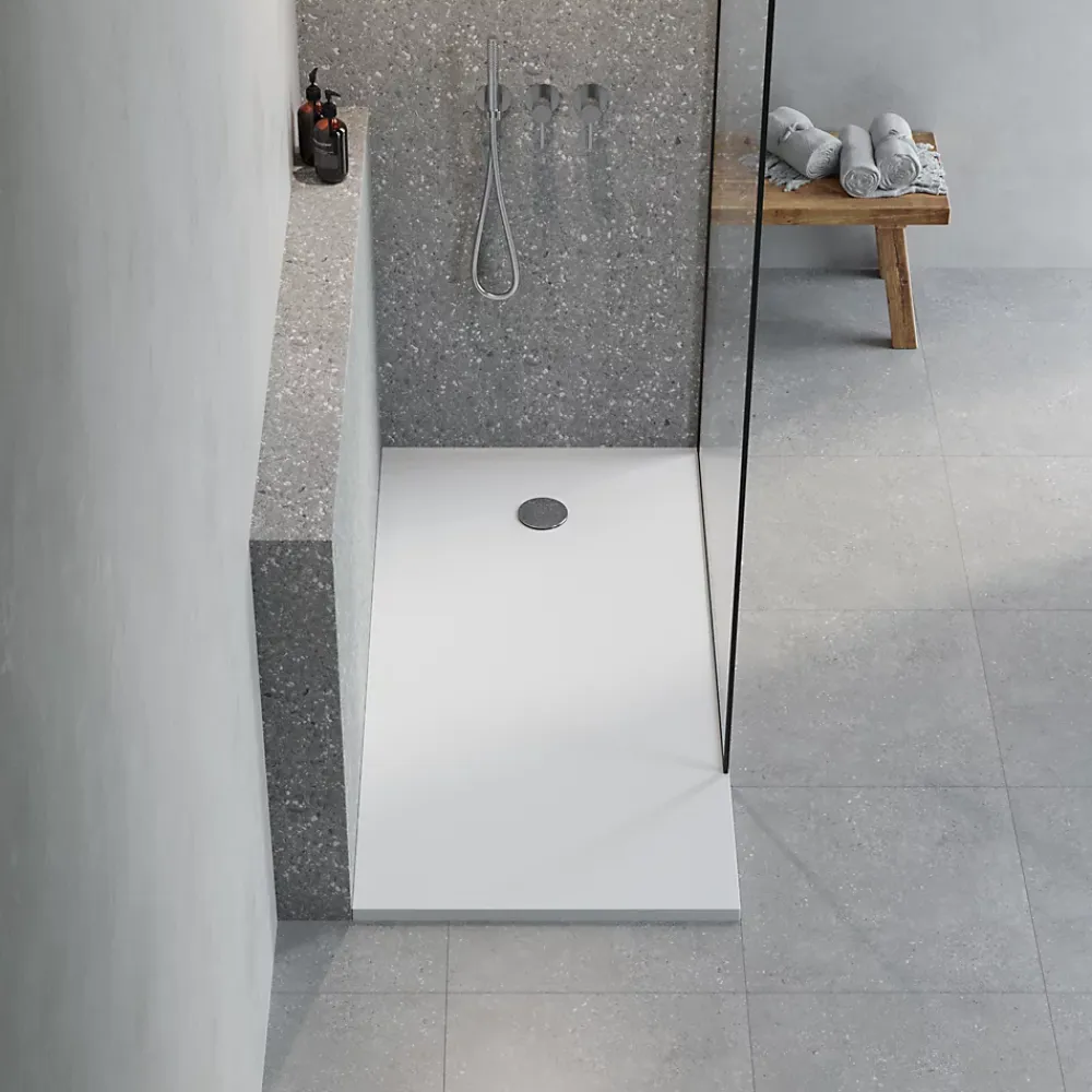 GoodHome Receveur de douche extra-plat l.80 x L.160 cm blanc anti dérapant, Leira