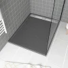 Galedo Receveur de douche extra-plat 90 x 120 cm, acrylique, gris, Pedra