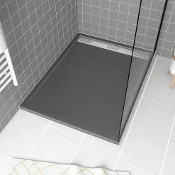 Galedo Receveur de douche extra-plat 90 x 120 cm, acrylique, gris, Pedra
