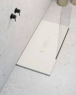 Receveur De Douche|Poalgi Receveur de douche extraplat blanc ivoire 80x140 cm Clay -