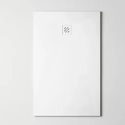 Receveur De Douche|Sanizéo Receveur de Douche Extraplat 90X110cm Blanc - Résine Minérale - Antidérapant - Effet Pierre Naturelle - RÉSIGRÈS.