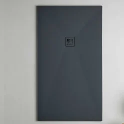 Receveur De Douche|Sanizéo Receveur de Douche Extraplat 100x160cm Graphite - Résine Minérale - Antidérapant - Effet Pierre Naturelle - RÉSIGRÈS.