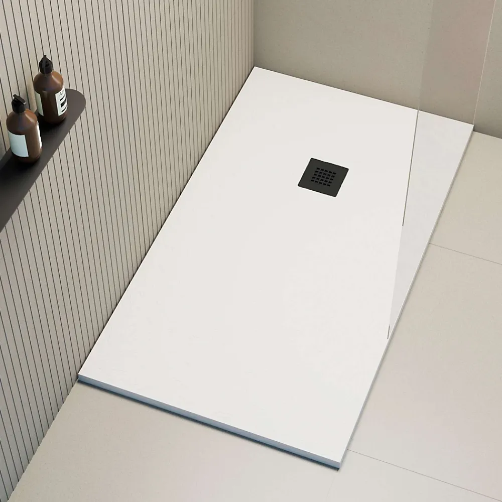 Receveur De Douche|Poalgi Receveur de douche extraplat blanc 75 x 110 cm grille noire Hos's -